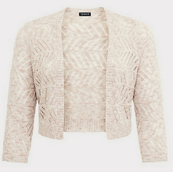 Torrid 3/4 Tan Marl Open Front Shrug/ Cardigan Size 1X - Picture 3 of 13
